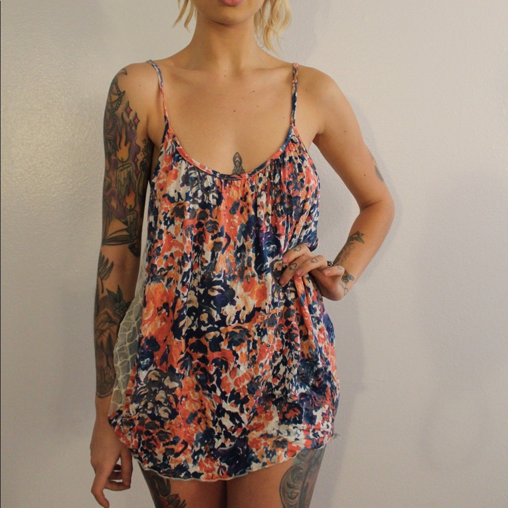 Floral lace tank